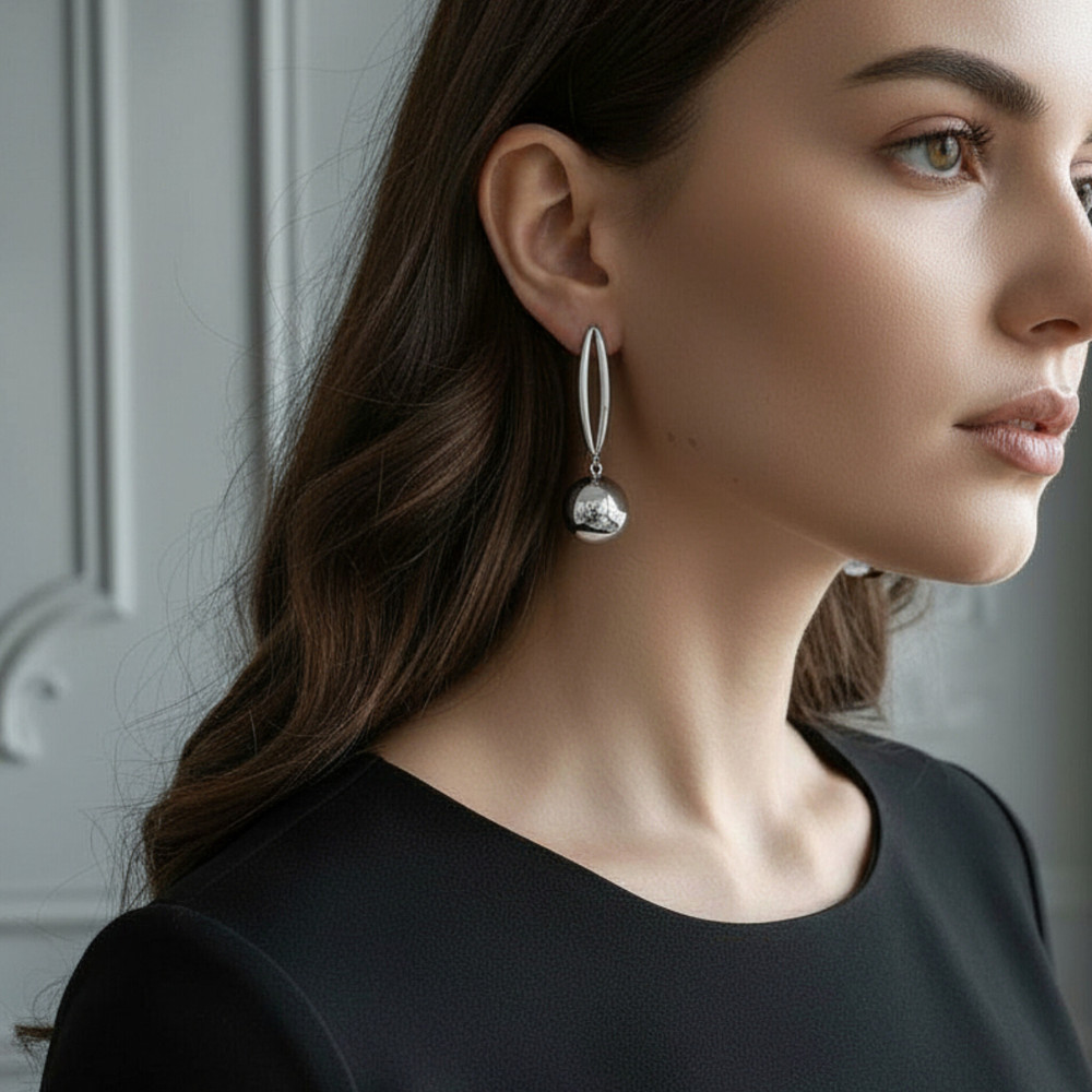 Серьги, артикул ГМ 338-2, цвет серебро фото-2 Серьги, артикул ГМ 338-2, цвет серебро фото-2