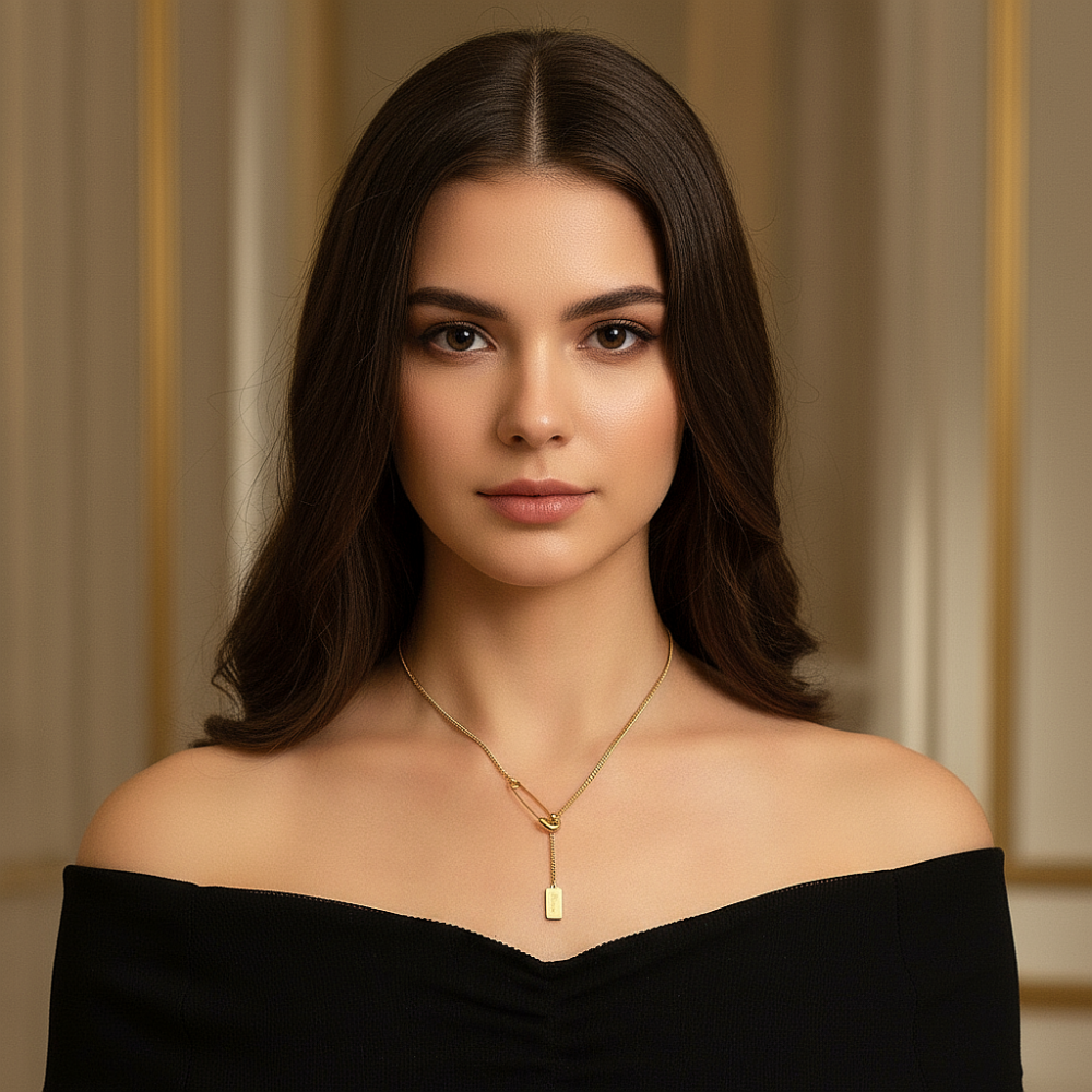 Цепь "Булавка" из ювелирной стали с золотым покрытием 750 пробы - фото1