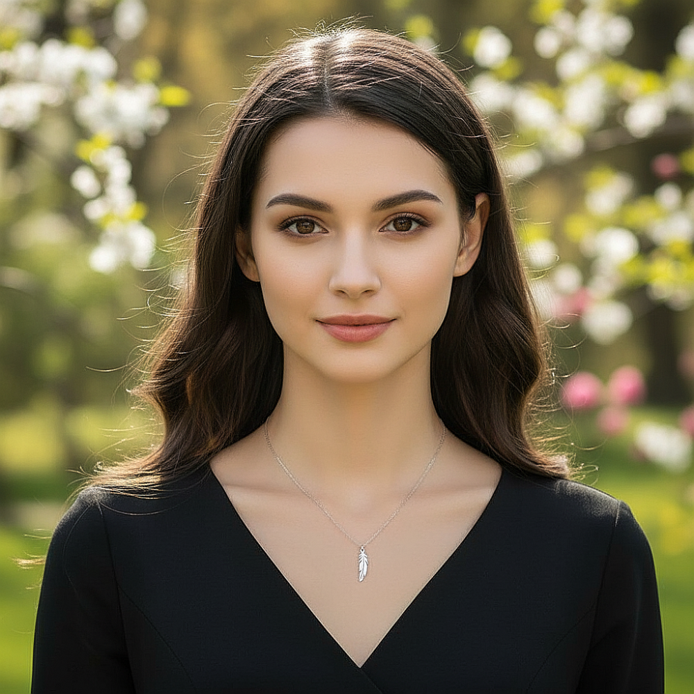 Цепь с подвеской "Перо" из ювелирной стали, цвет серебро - фото1