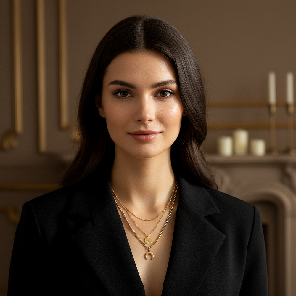 Цепь тройная с подвеской "Лунница" из ювелирной стали с золотым покрытием 750 пробы - фото1