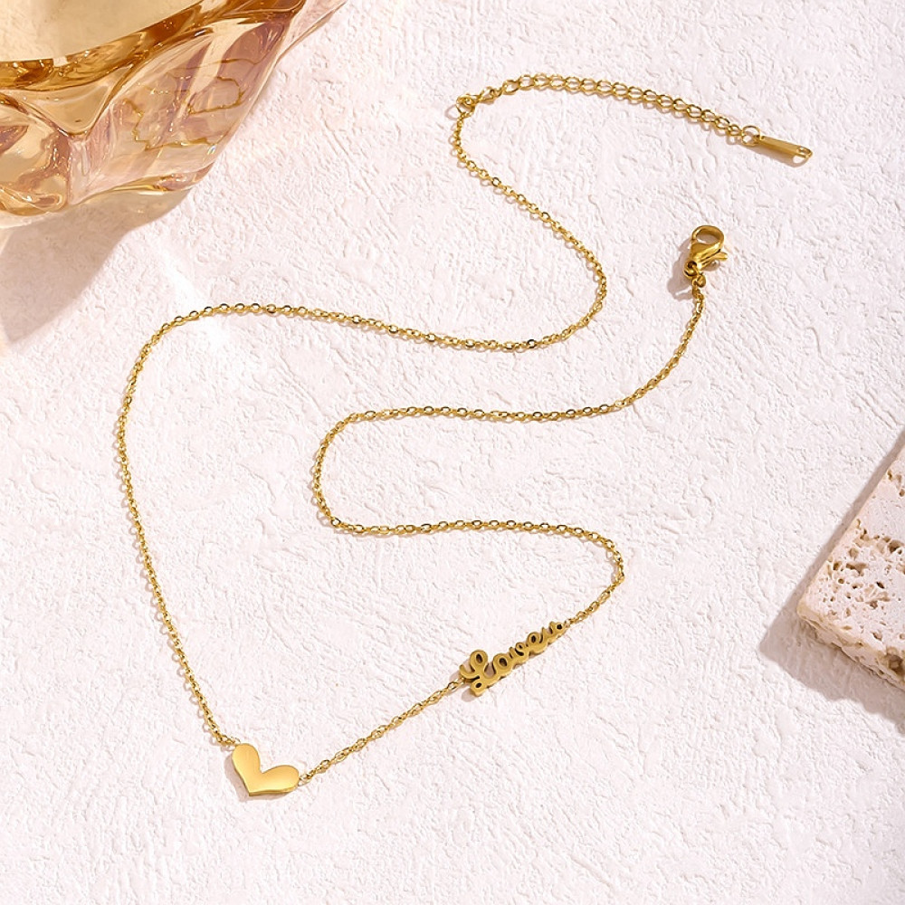 Цепь Love, подвеска "Сердце" из ювелирной стали с золотым покрытием 750 пробы фото-3 Цепь Love, подвеска "Сердце" из ювелирной стали с золотым покрытием 750 пробы фото-3