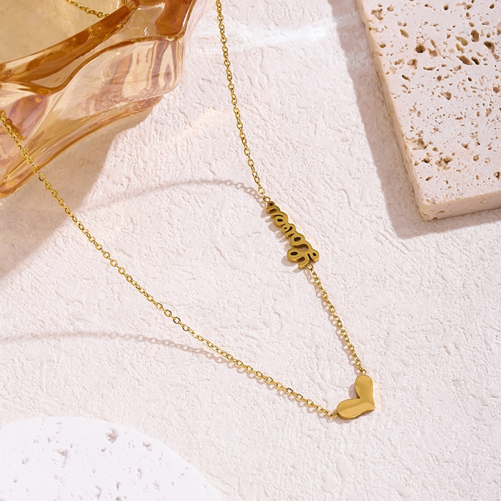 Цепь Love, подвеска "Сердце" из ювелирной стали с золотым покрытием 750 пробы фото-4 Цепь Love, подвеска "Сердце" из ювелирной стали с золотым покрытием 750 пробы фото-4