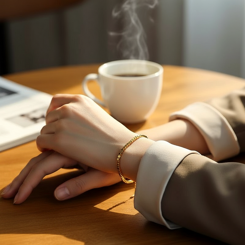 Браслет из ювелирной стали с золотым покрытием 750 пробы - фото2