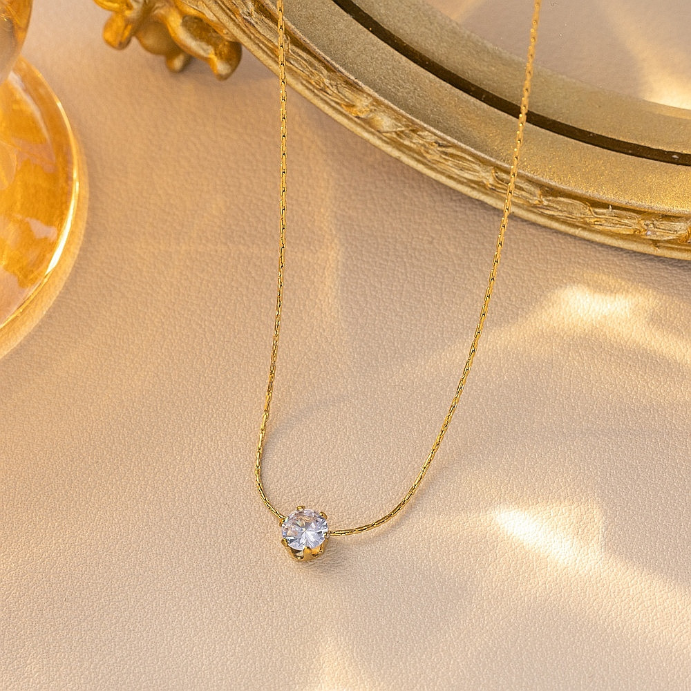 Цепь с фианитом из ювелирной стали с золотым покрытием 750 пробы фото-4 Цепь с фианитом из ювелирной стали с золотым покрытием 750 пробы фото-4