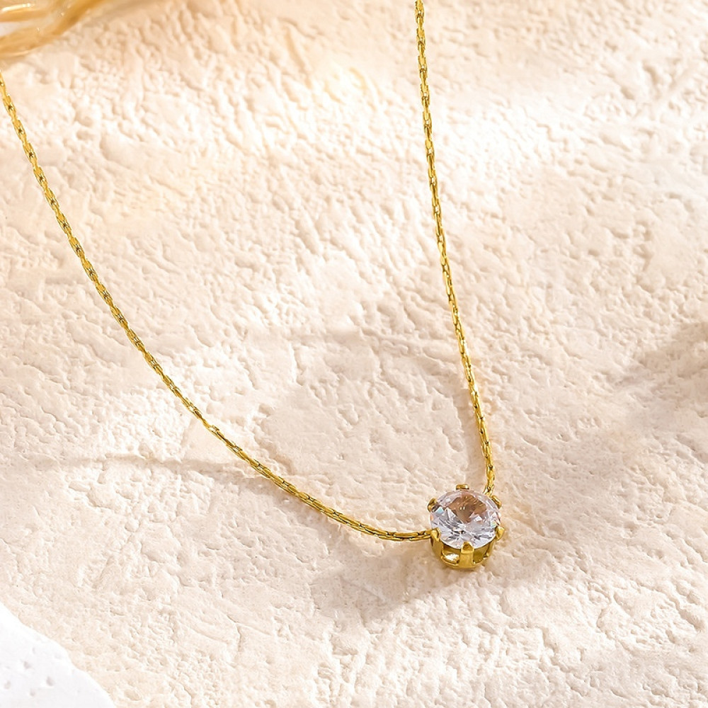 Цепь с фианитом из ювелирной стали с золотым покрытием 750 пробы фото-6 Цепь с фианитом из ювелирной стали с золотым покрытием 750 пробы фото-6