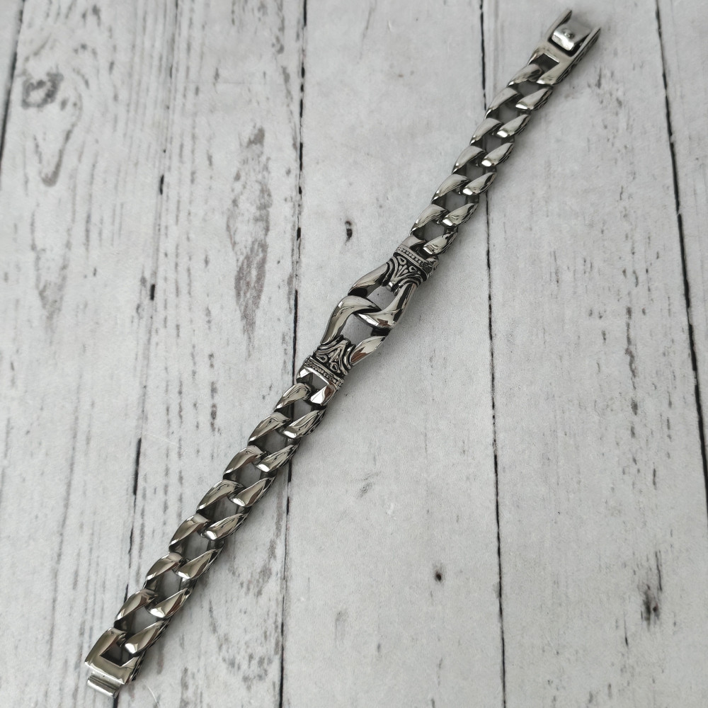 Браслет, артикул ГМ 15402, 20,5 см, цвет серебро фото-3