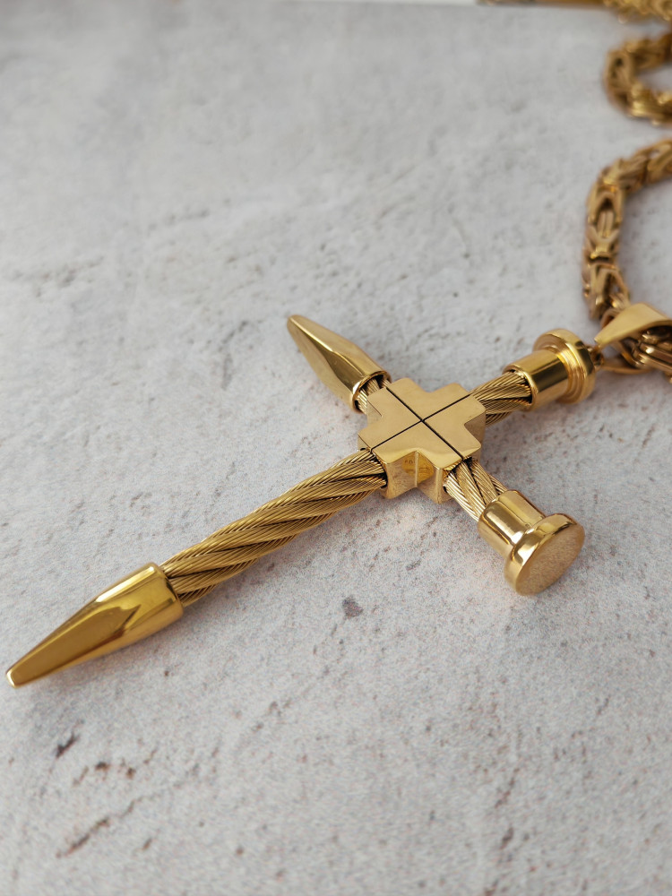 Крест нательный + цепь, цвет золото фото-3 Крест нательный + цепь, цвет золото фото-3