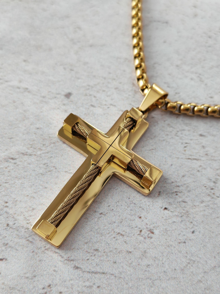 Крест нательный + цепь, цвет золото фото-6 Крест нательный + цепь, цвет золото фото-6