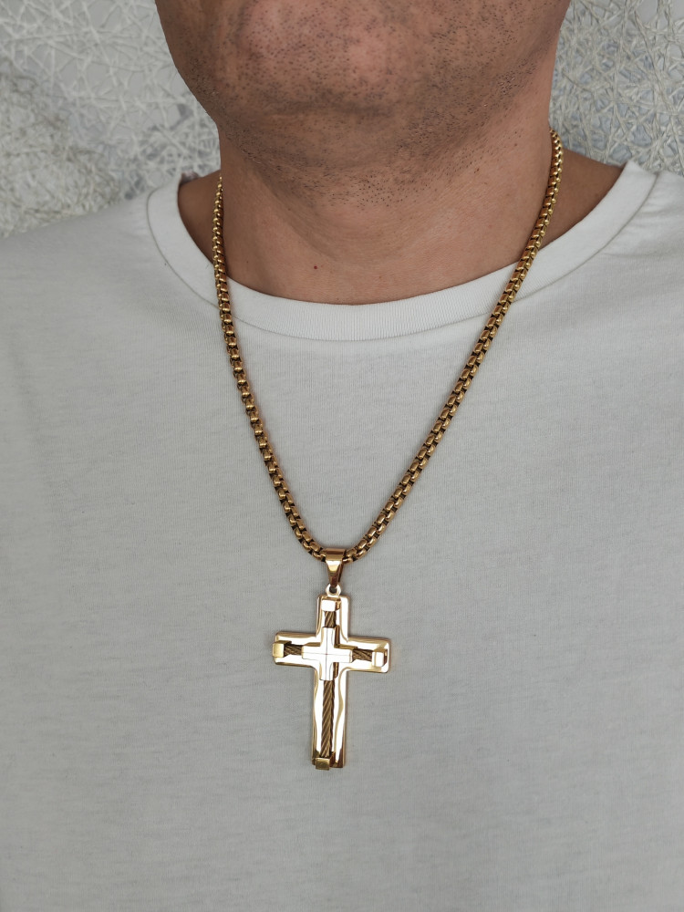 Крест нательный + цепь, цвет золото фото-7 Крест нательный + цепь, цвет золото фото-7