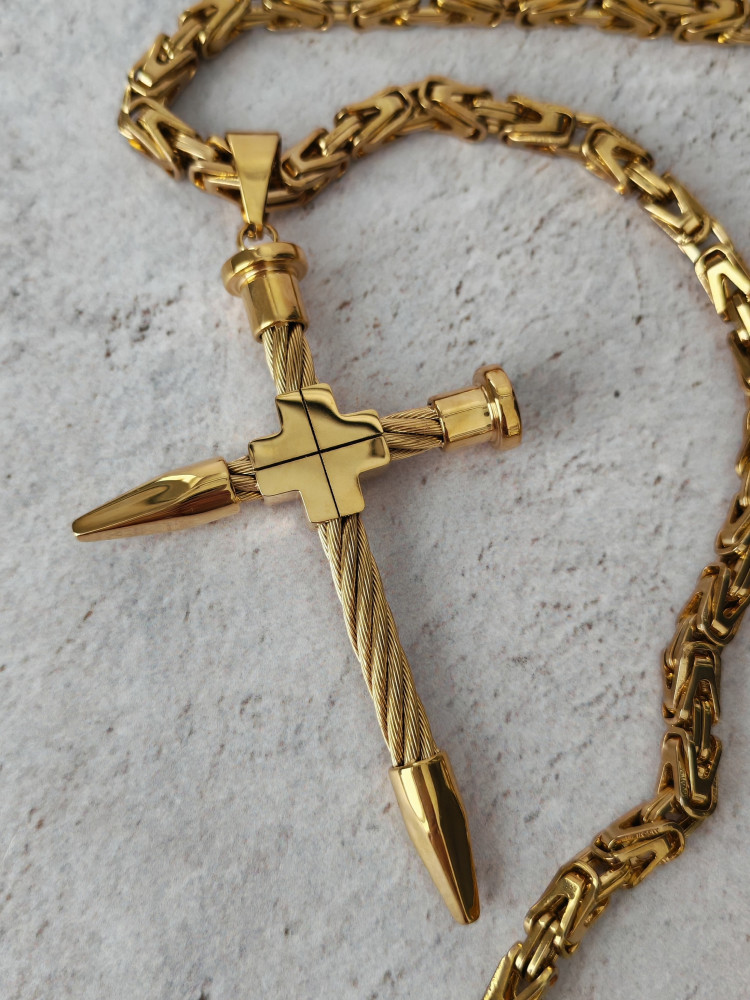 Крест нательный + цепь, цвет золото фото-5 Крест нательный + цепь, цвет золото фото-5