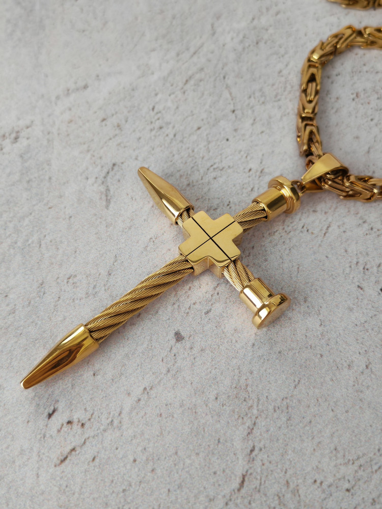 Крест нательный + цепь, цвет золото фото-10 Крест нательный + цепь, цвет золото фото-10