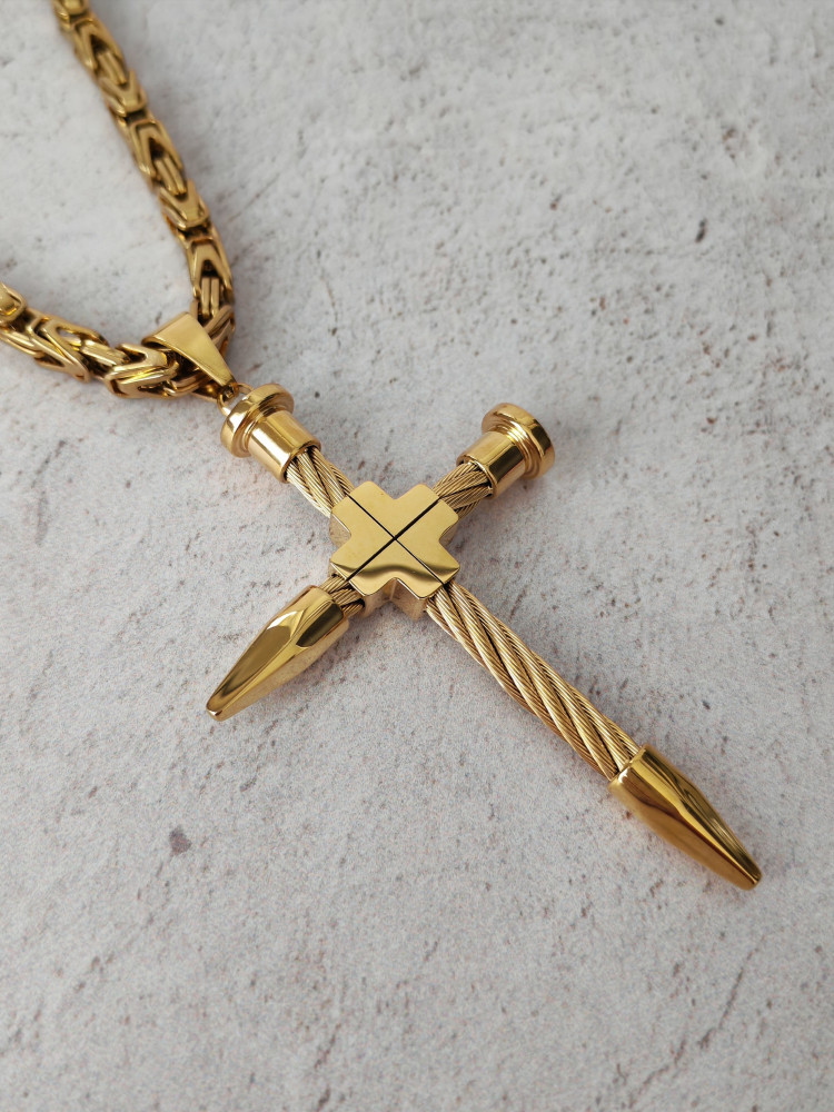 Крест нательный + цепь, цвет золото фото-9 Крест нательный + цепь, цвет золото фото-9