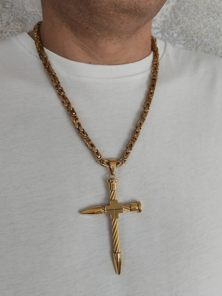 Крест нательный + цепь, цвет золото фото-8 Крест нательный + цепь, цвет золото фото-8