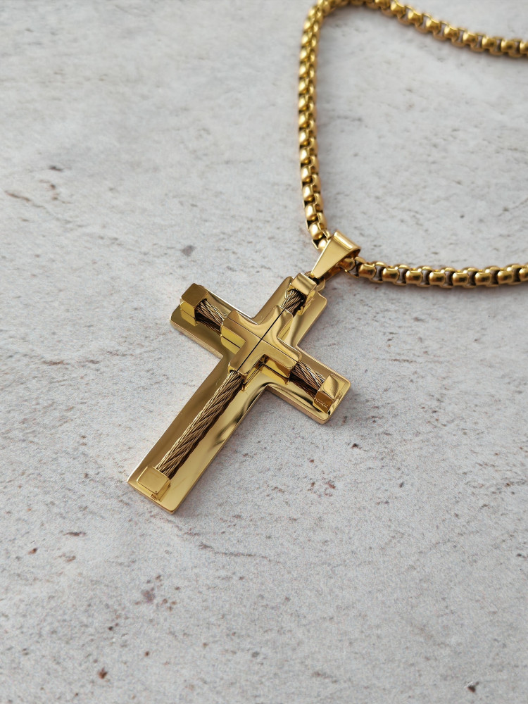 Крест нательный + цепь, цвет золото фото-9 Крест нательный + цепь, цвет золото фото-9
