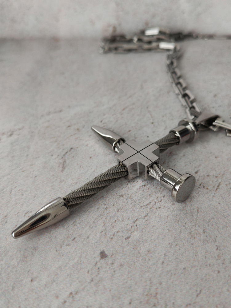 Крест нательный + цепь, цвет серебро фото-3 Крест нательный + цепь, цвет серебро фото-3