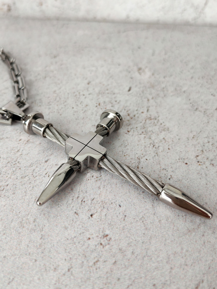 Крест нательный + цепь, цвет серебро фото-4 Крест нательный + цепь, цвет серебро фото-4