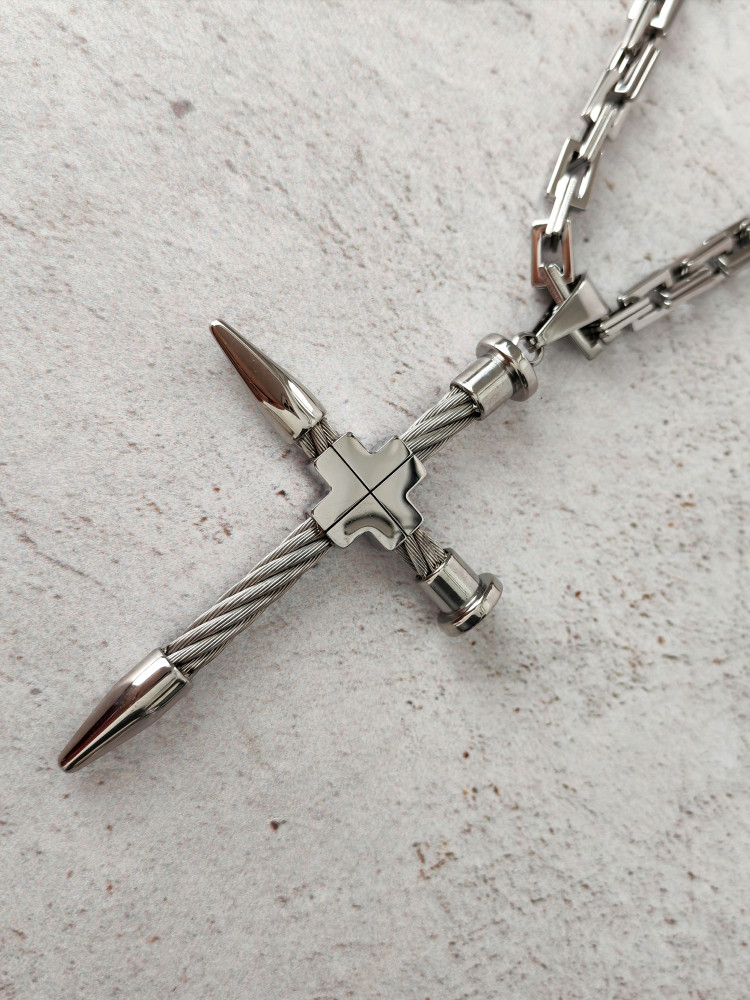 Крест нательный + цепь, цвет серебро фото-5 Крест нательный + цепь, цвет серебро фото-5