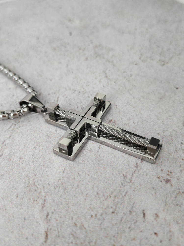 Крест нательный + цепь, цвет серебро фото-3 Крест нательный + цепь, цвет серебро фото-3