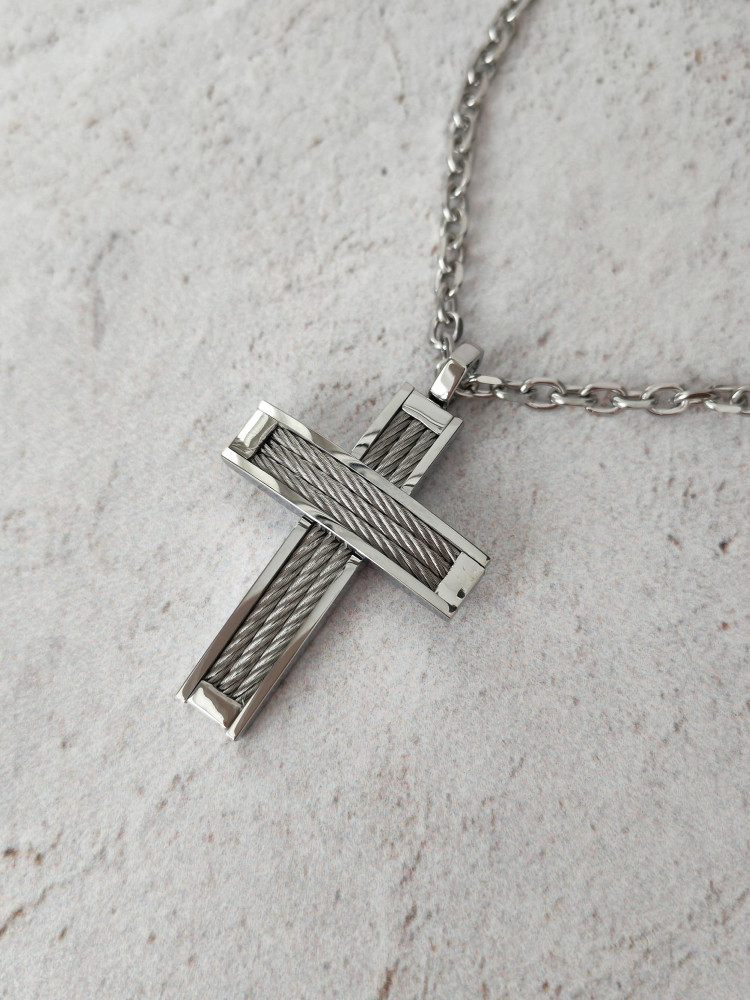 Крест нательный + цепь, цвет серебро фото-3 Крест нательный + цепь, цвет серебро фото-3