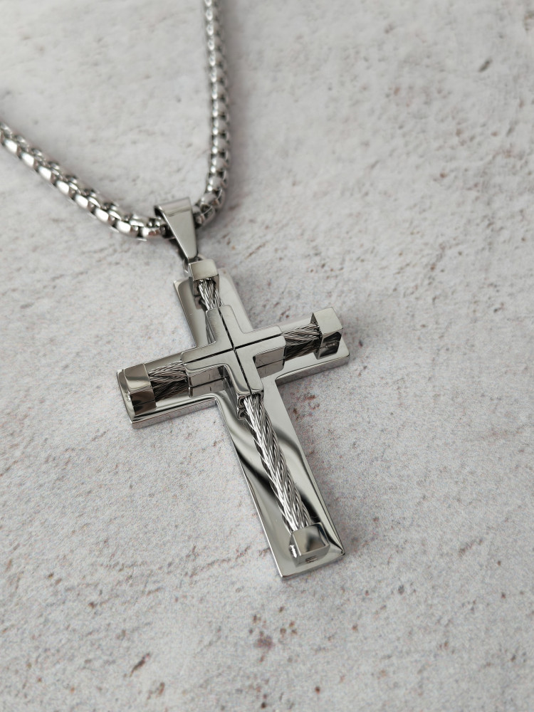 Крест нательный + цепь, цвет серебро фото-5 Крест нательный + цепь, цвет серебро фото-5